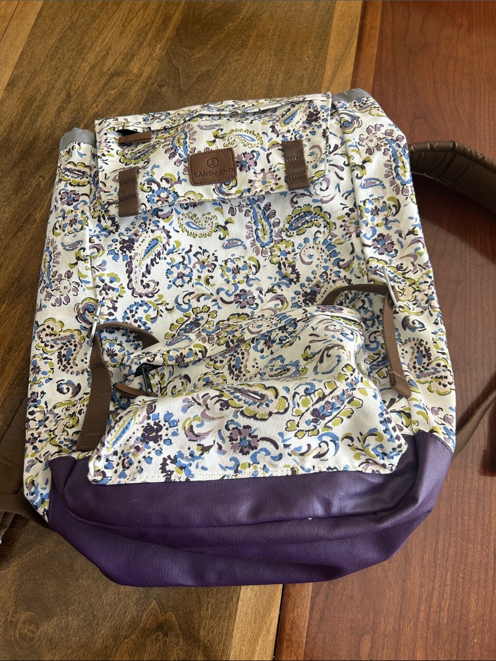 Paisley Print Kids Backpack with Purple Base